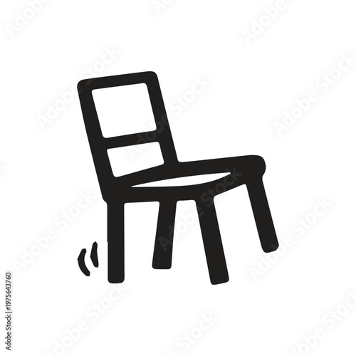 Minimalist wobbly seat design depicting instability and playful furniture motion