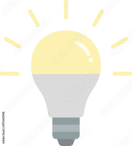 光っている、LED電球のアイコンのイラスト