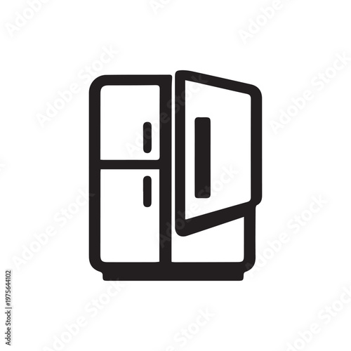 Modern Refrigerator Icon with Open Door Showing Interior Space for Food Storage