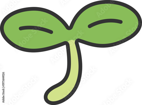 新芽のアイコン（線画カラー）のイラスト