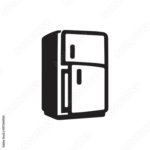 Sleek Black and White Refrigerator Appliance Icon Perfect for Modern Kitchen Designs