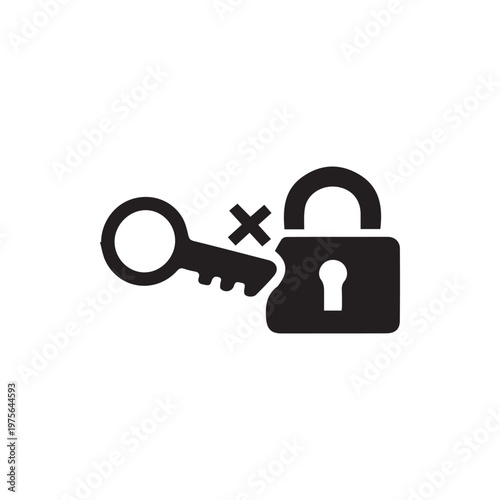 Incorrect key attempt icon security failure padlock access denied symbol