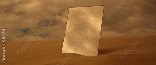 Mirror on Sand Dune Reflecting Sky – Surreal Desert Landscape in UHD