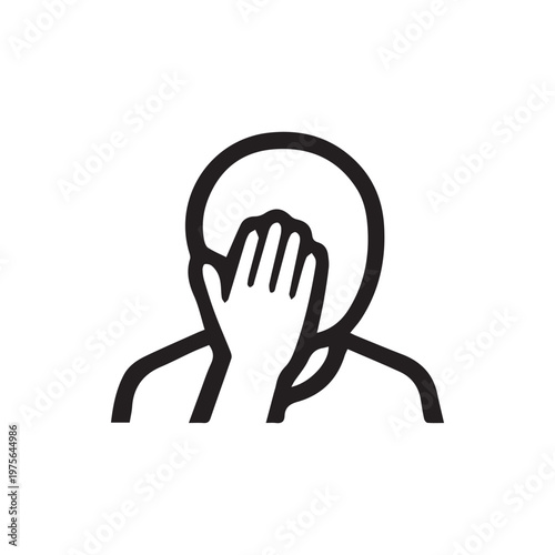 Facepalm gesture icon an outline image conveying deep shame or exasperation