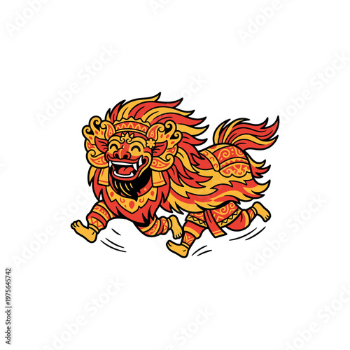 Vibrant Lion Dance Performance Costume Character.