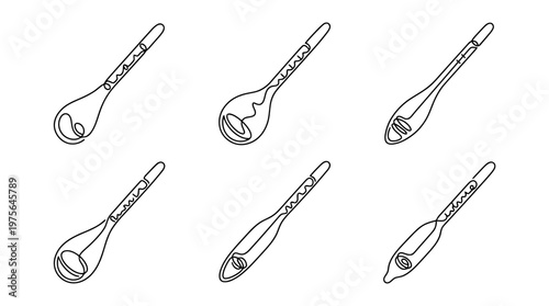 hydrometer , six black Continuous Line Art (Single Line) vector set collection , white background , PNG and SVG