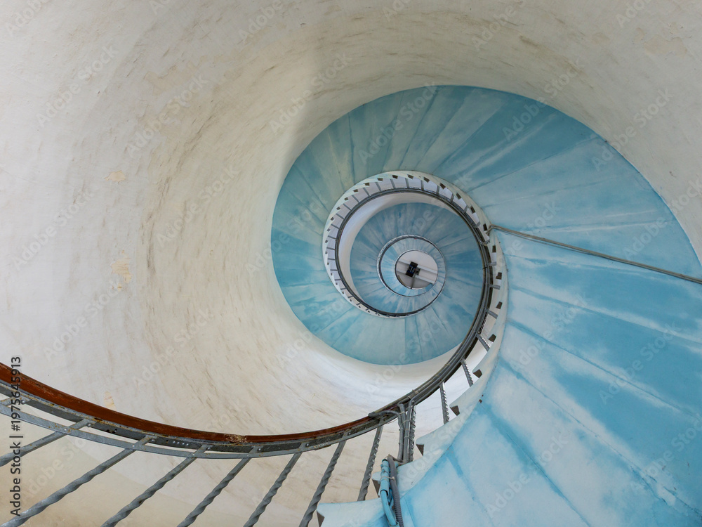 Naklejka premium Spiral staircase at Lyngvig Fyr lighthouse