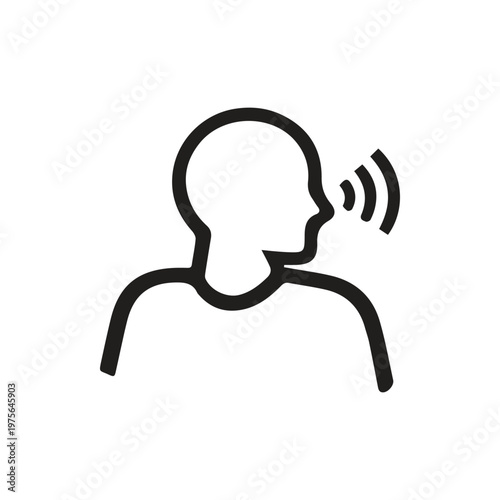 Human speaking or voice command icon conveying communication and audio input
