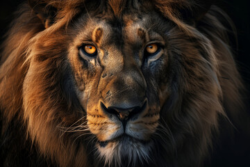 majestic lion portrait with intense gaze