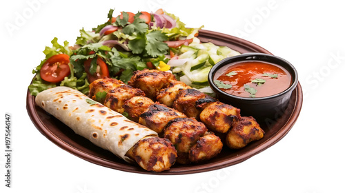 Chicken Boti with Roti and Salad