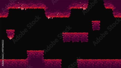 Pixel crystal cave platform level seamless scene