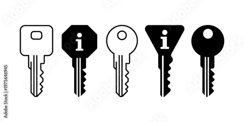 Key Icon Set Security Access Symbol Lock Key Vector Outline Collection