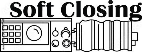 Soft Closing Mechanism with Bellows and Control Panel - Line Art
