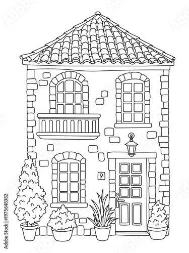 Print


House exterior coloring page illustration

