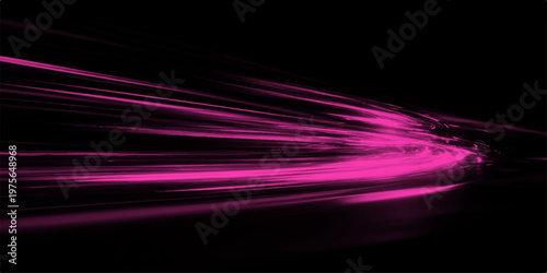 Dynamic pink light streaks gracefully across a black backdrop, producing a captivating visual of speed and movement. a stunning illustration of light.