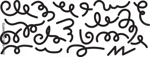 Abstract black and white scribble art chaotic lines and curves