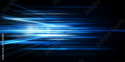 dynamic streams of radiant blue light cut across a dark canvas, creating a sense of rapid movement and futuristic energy.