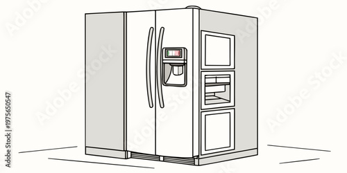 Illustration of an industrial electrical control panel with buttons and switches