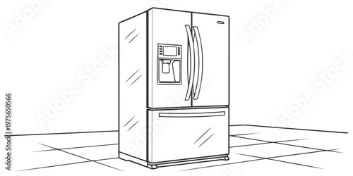 Open refrigerator with shelves and a bottle inside