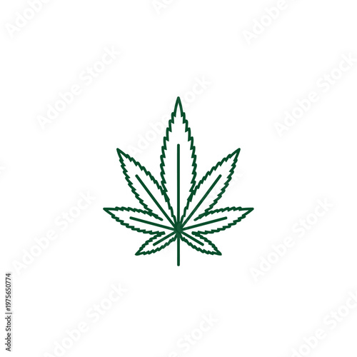 Silhouette of Pot Cannabis marijuana hemp leaf for CBD THC logo design.