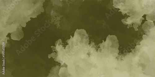 Abstract dark olive-green watercolor texture background with artistic paint splashes and grunge effect for elegant creative design projects.