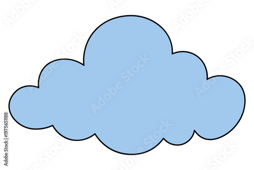 Cumulus blue cloud. Color vector illustration. Isolated on white background. Curly cloud. Web design idea.