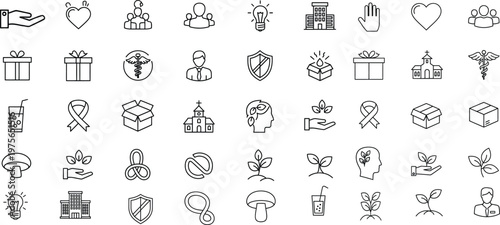Collection of hand drawn line icons symbols objects and abstract designs