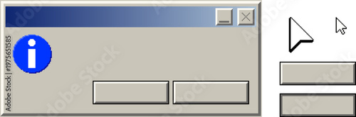 Retro pixel information dialog window interface elements