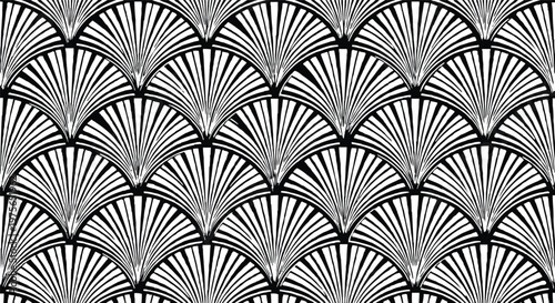 Quadro su tela The pattern is based on stylized, repeating fan or scallop shapes