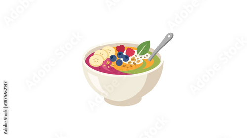 Colorful Smoothie Bowl With Fresh Fruits and Granola