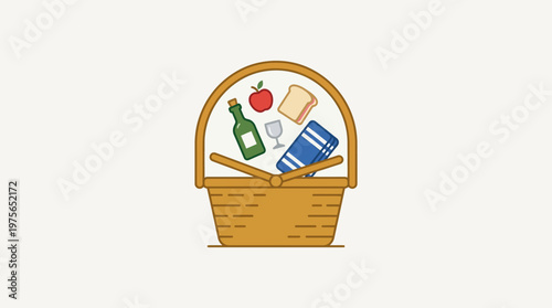 Picnic Basket With Food and Drink