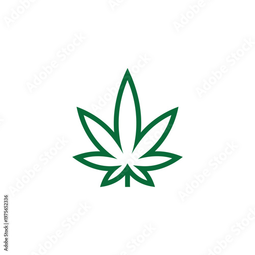 Green Cannabis Leaf Icon Logo Representing Marijuana, Hemp, Medical Herb and Natural Wellness.