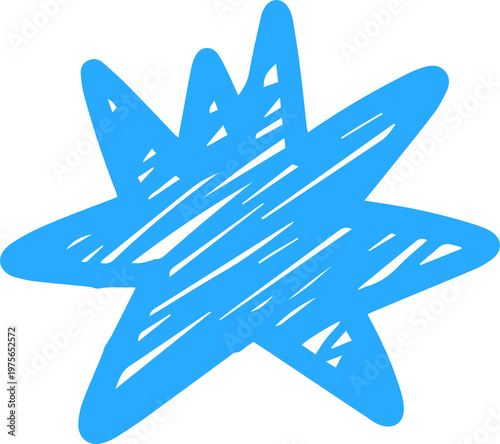 Blue Hand Drawn Scribble Star Doodle Graphic Element
