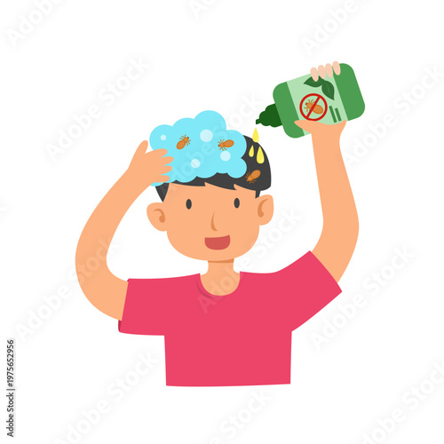 Scratching Head with Lice. Lice infection concept