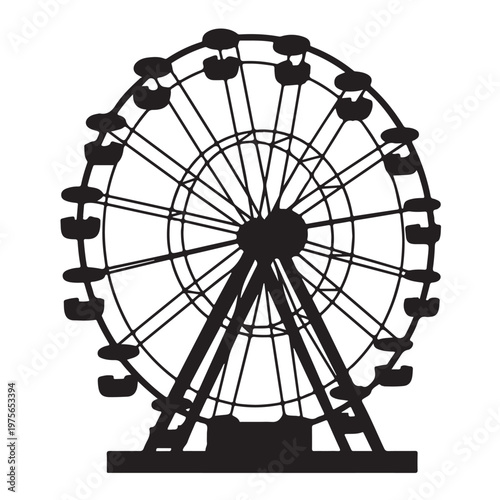 Ferris wheel silhouette representing amusement park fun and leisure activity