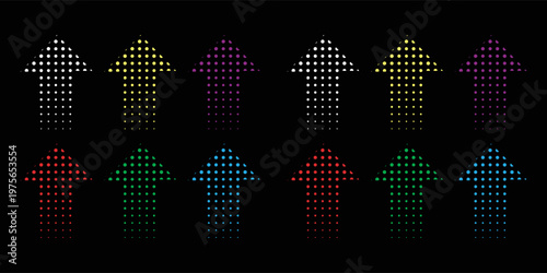 Set of Vector halftone  arrows .Dots arrow icon.