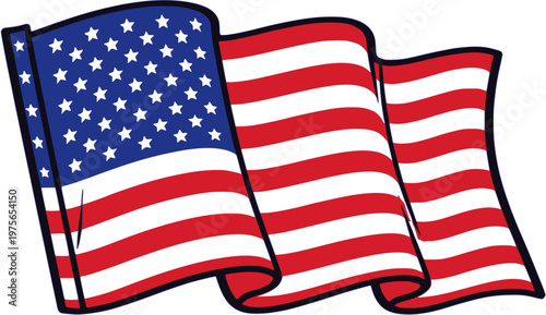 United States Flag Waving Pop Art Style Vector Illustration