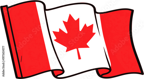 Canada Flag Waving Pop Art Style Vector Illustration