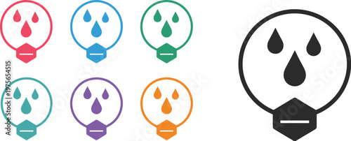 Water, drop forbidden icon isolated on white background, no water sign, colorful vector icon set, representing water restriction, conservation rules, environmental caution, and prohibition concept for