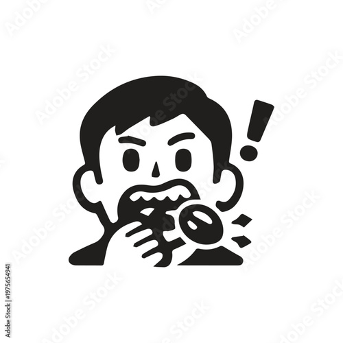 A person suffering from a severe toothache in urgent need of dental care