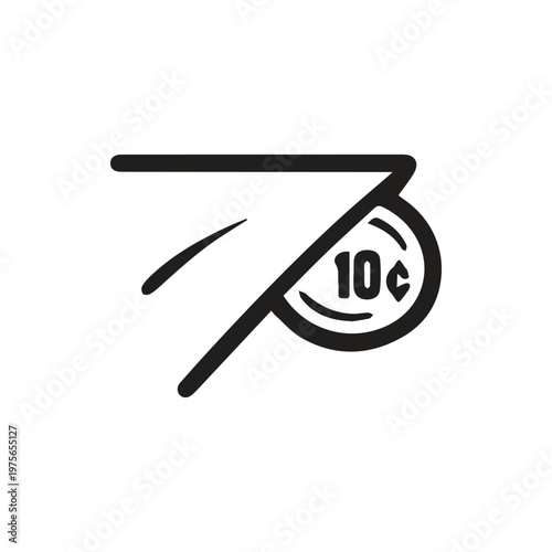 Hand pushing ten cent coin a minimalist icon for financial transactions