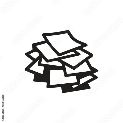 Hand Drawn Stack of Documents or Memo Notes Messy Pile Vector Illustration