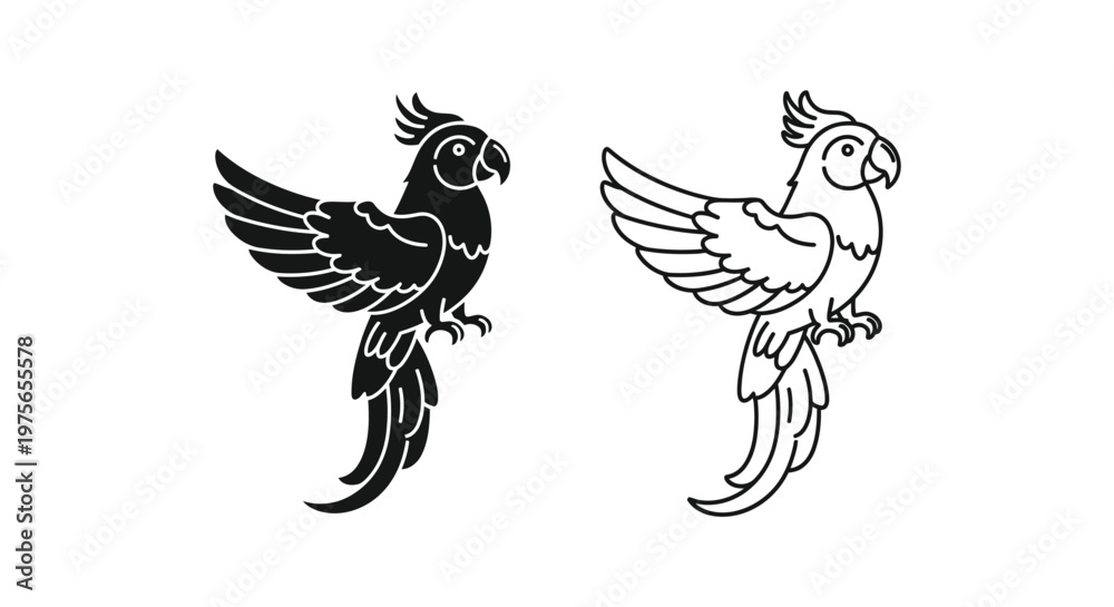 Naklejka premium Vintage Parrot Designs Illustrations Vector
