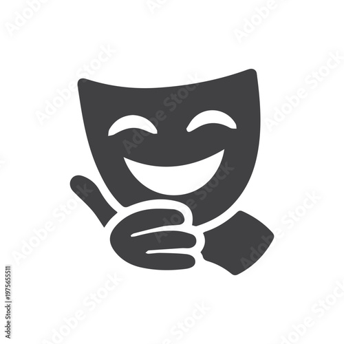 A cheerful theatrical mask giving a positive thumbs up gesture expressing joy and approval