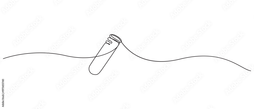 Obraz premium Continuous line drawing of test blood sample from glass tube to find covid-19 vaccine.single Continuous line art drawing of a blood sample test tube vector design,