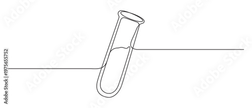 Continuous line drawing of test blood sample from glass tube to find covid-19 vaccine.single Continuous line art drawing of a blood sample test tube vector design,