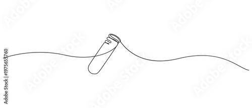 Continuous line drawing of test blood sample from glass tube to find covid-19 vaccine.single Continuous line art drawing of a blood sample test tube vector design,