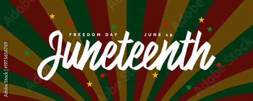 Juneteenth Freedom Day celebration banner, flag background