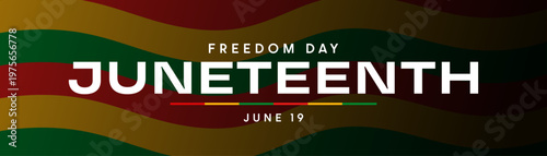 Freedom Day banner, Juneteenth celebration, flag background