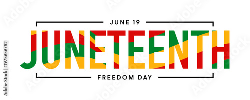 Freedom Day text, Juneteenth typography, June 19 logo